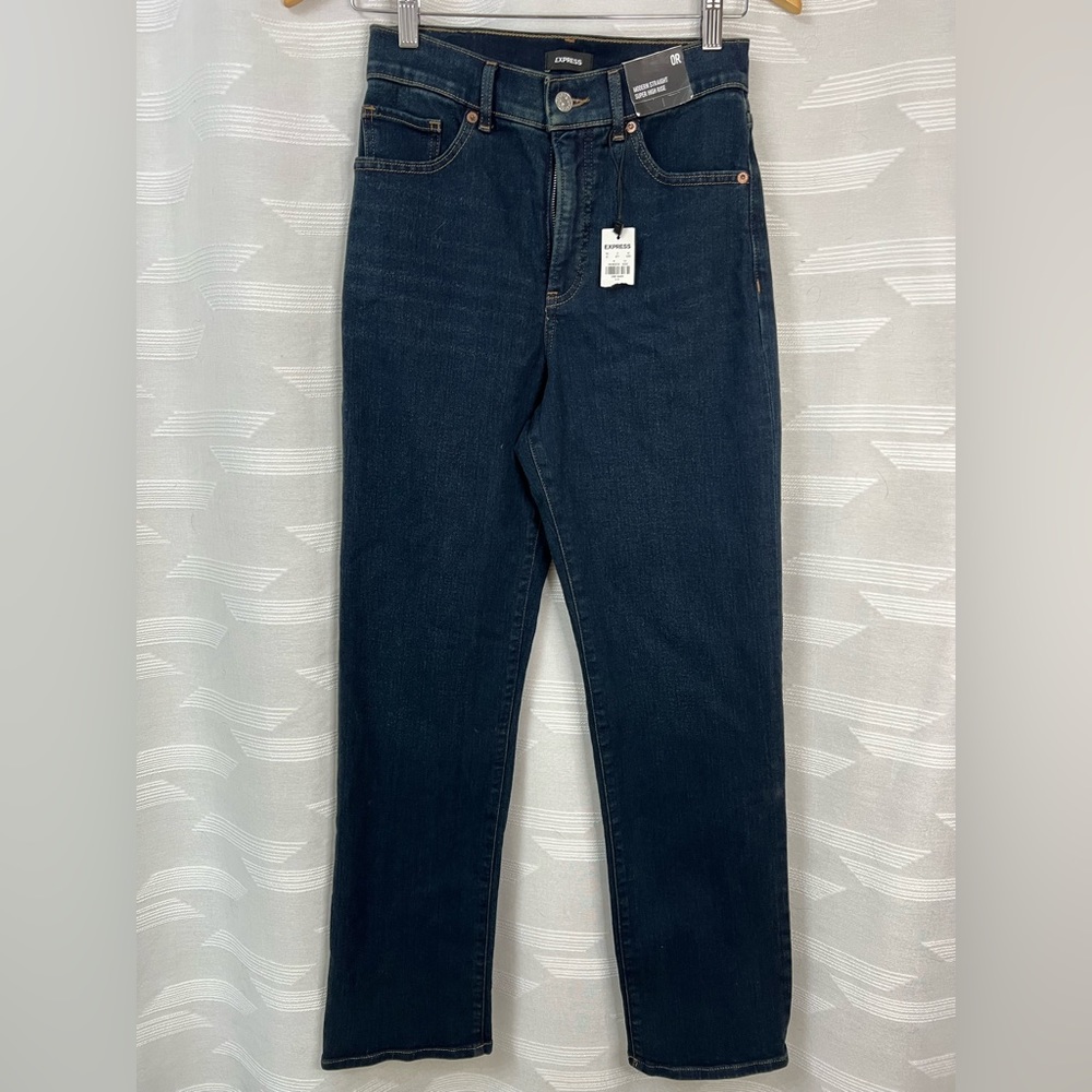 NWT Express Modern Straight Super High Rise Jeans - Picture 2 of 4